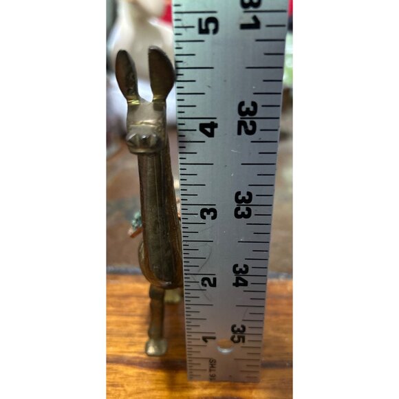 Vintage Brass Llama Figurine With Turquoise Stone Saddle - Picture 5 of 5
